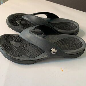 CROCS ATHENS BLACK GRAY SANDALS THONG FLIP FLOPS STYLE CLASSIC MENS SIZE 12